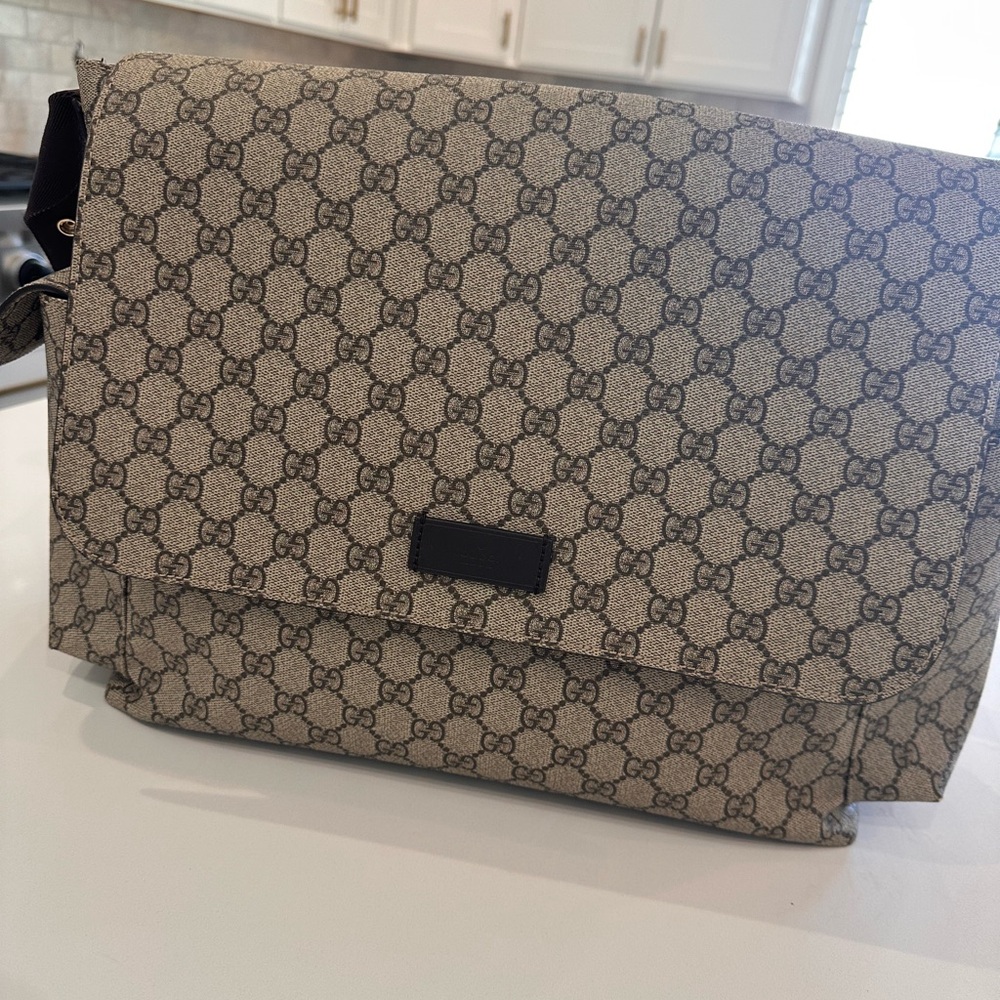 Gucci Black and Beige Monogram Bag
